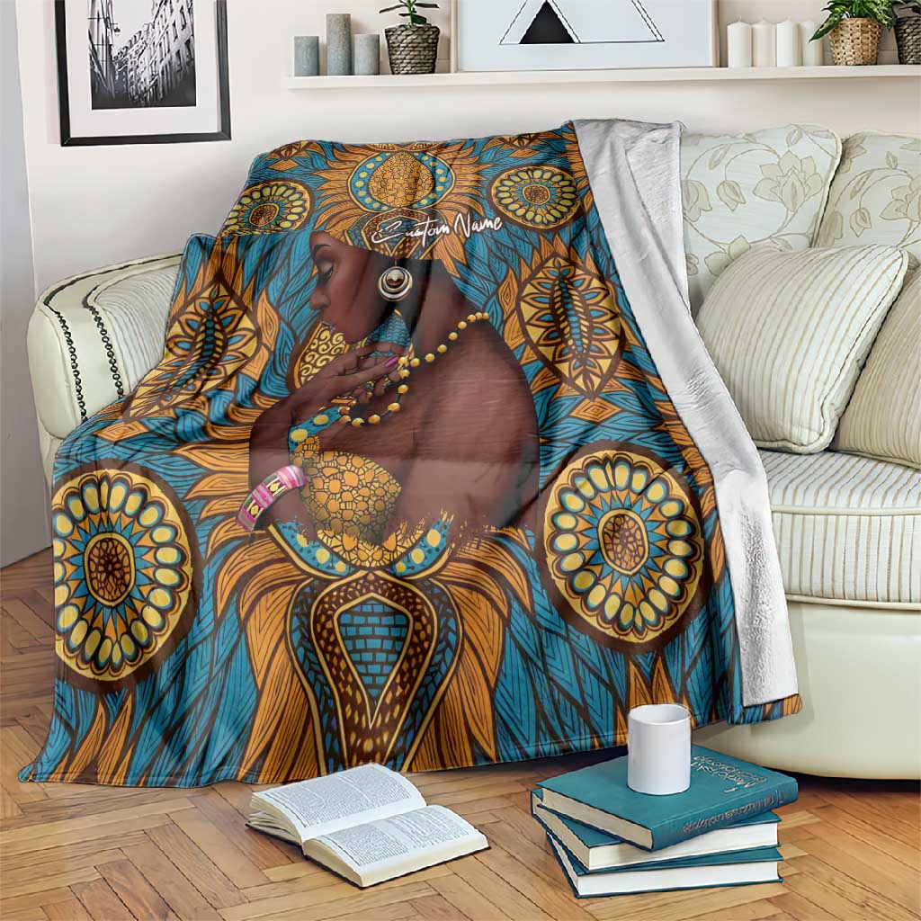 Personalized Black Girl Flora Blanket African Women DT02