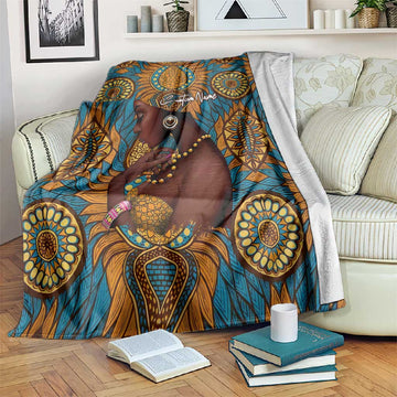 Personalized Black Girl Flora Blanket African Women DT02
