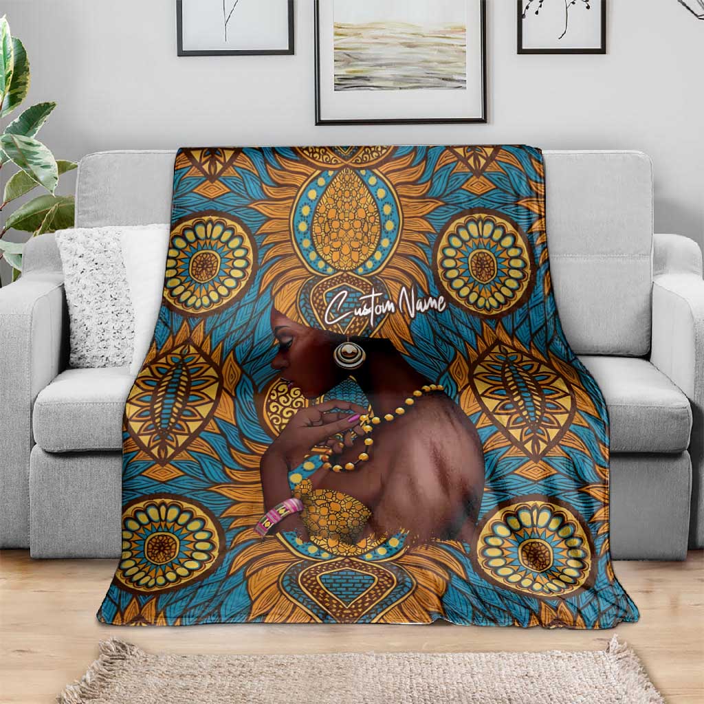 Personalized Black Girl Flora Blanket African Women DT02