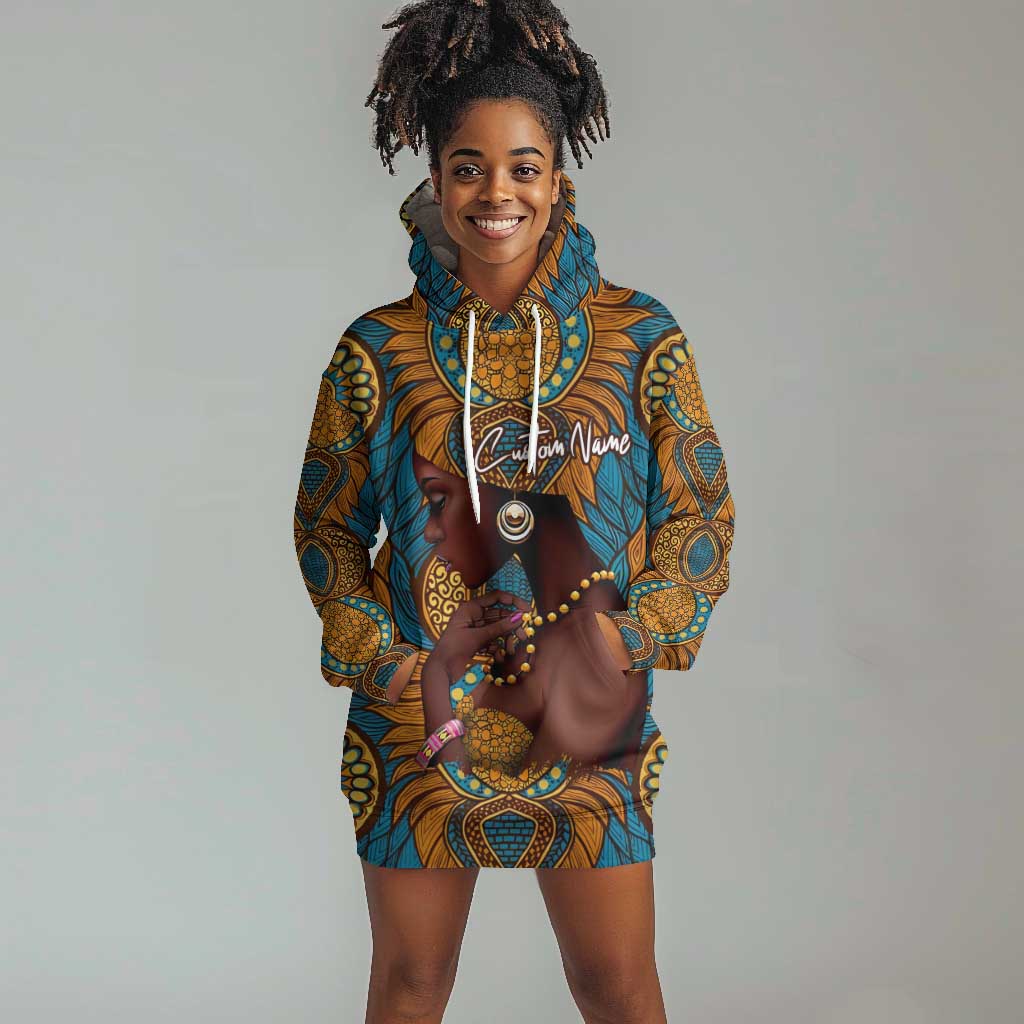 Personalized Black Girl Flora Hoodie Dress African Women DT02