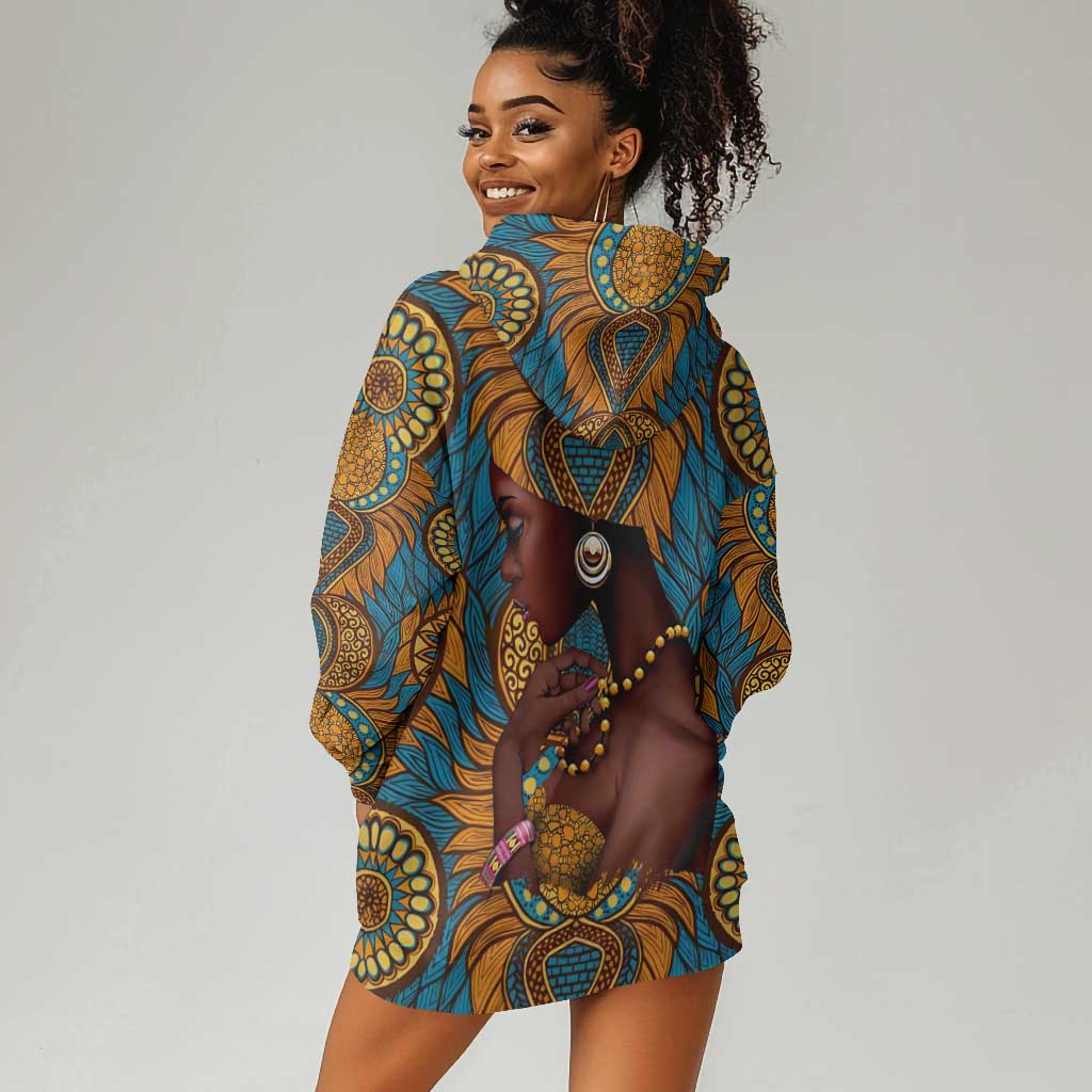 Personalized Black Girl Flora Hoodie Dress African Women DT02