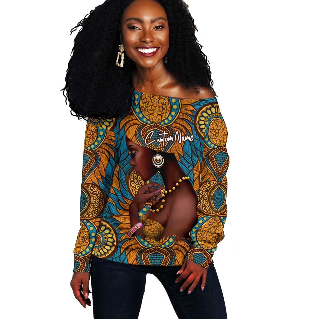 Personalized Black Girl Flora Off Shoulder Sweater African Women DT02