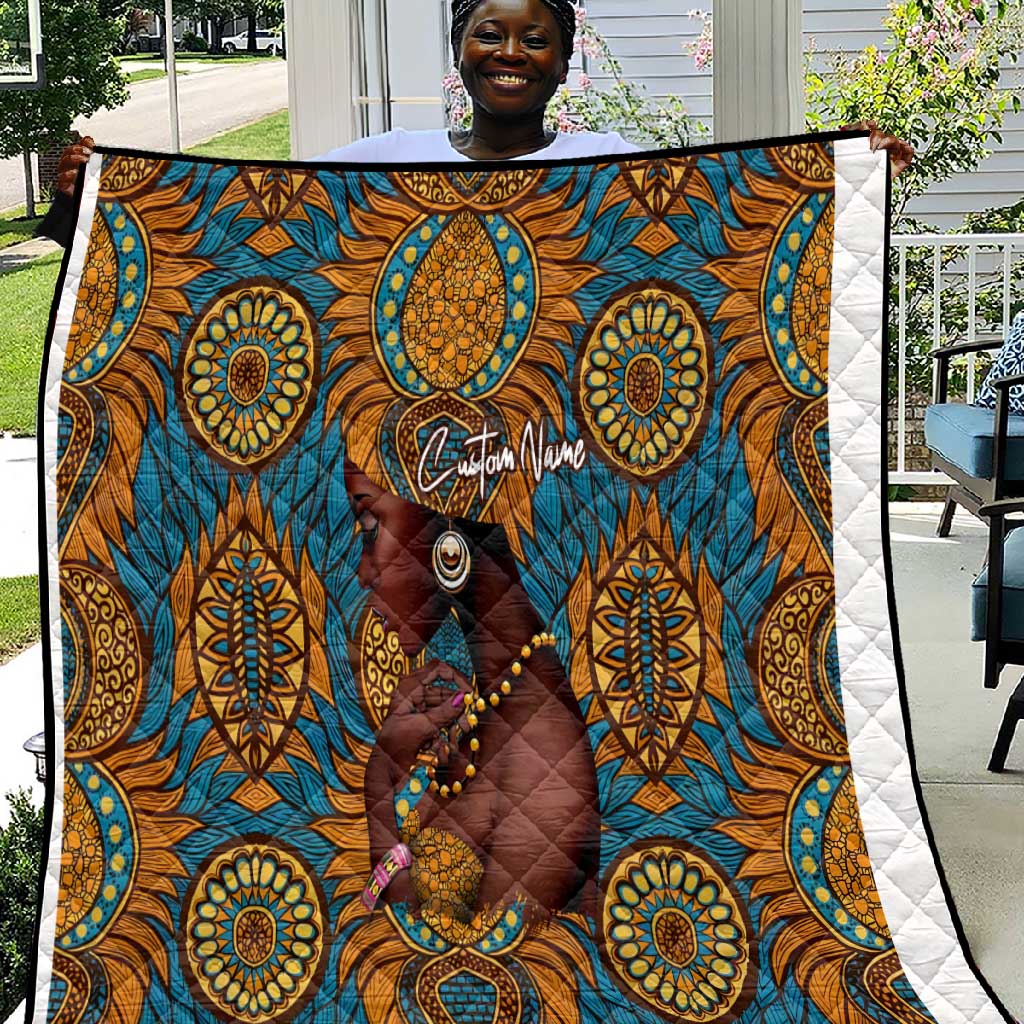 Personalized Black Girl Flora Quilt African Women DT02