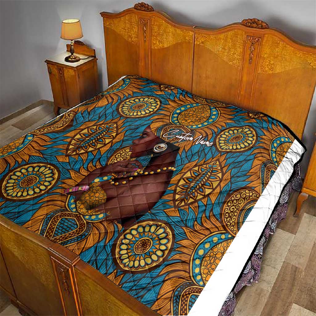 Personalized Black Girl Flora Quilt African Women DT02