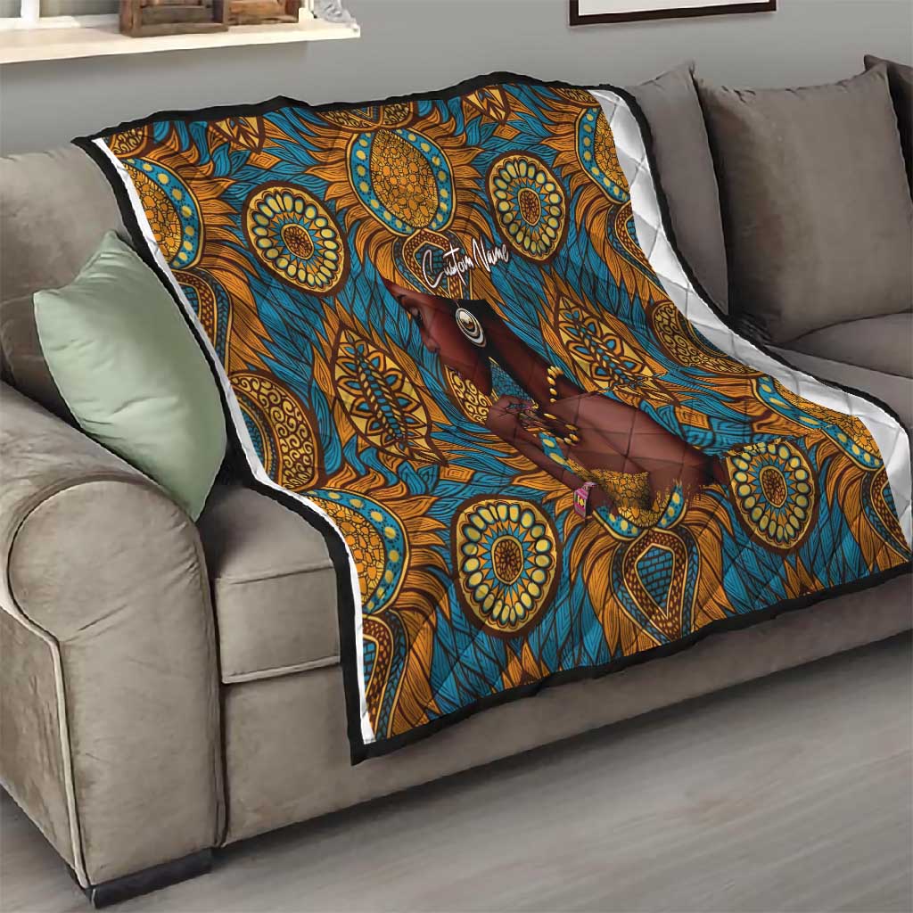 Personalized Black Girl Flora Quilt African Women DT02