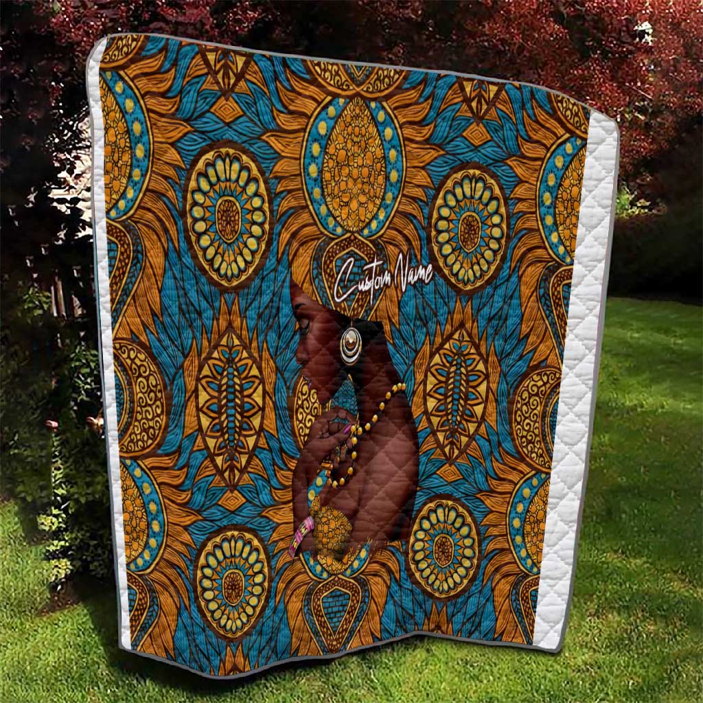 Personalized Black Girl Flora Quilt African Women DT02