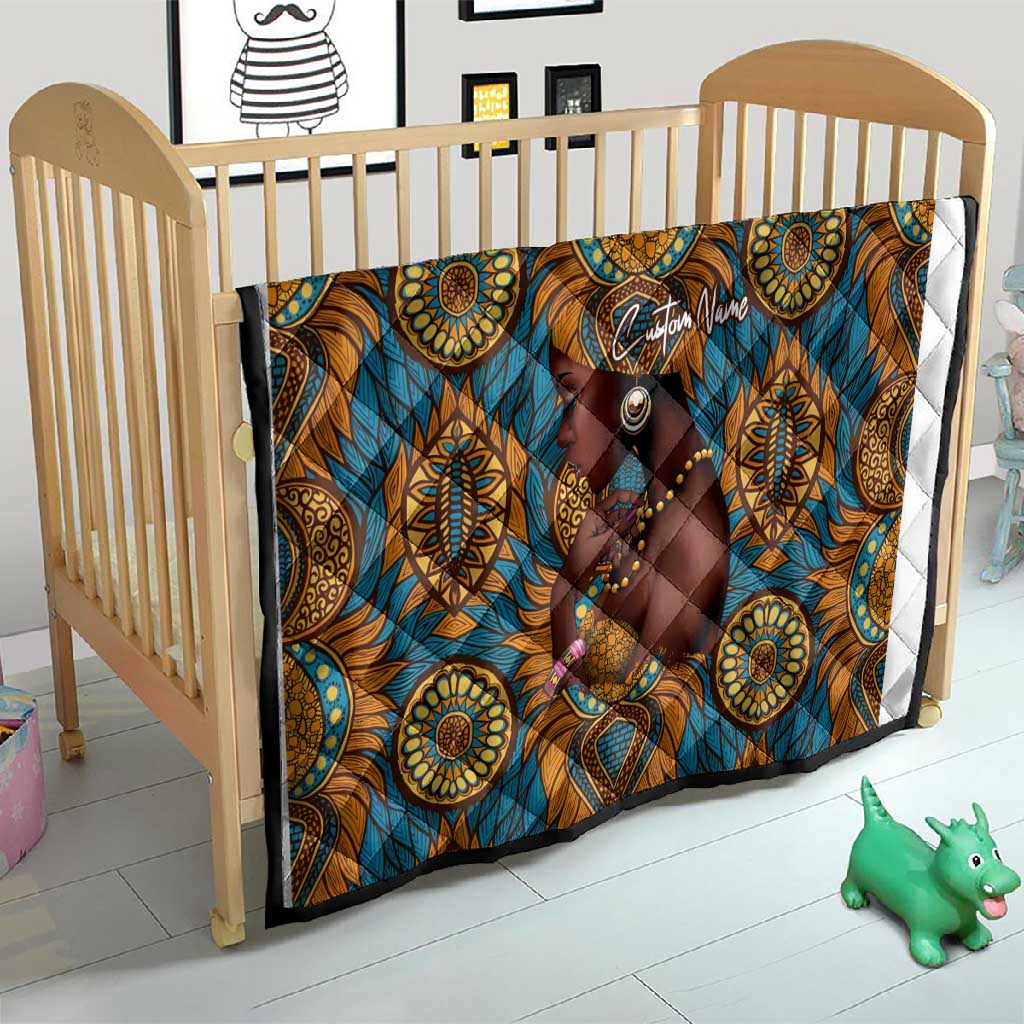Personalized Black Girl Flora Quilt African Women DT02