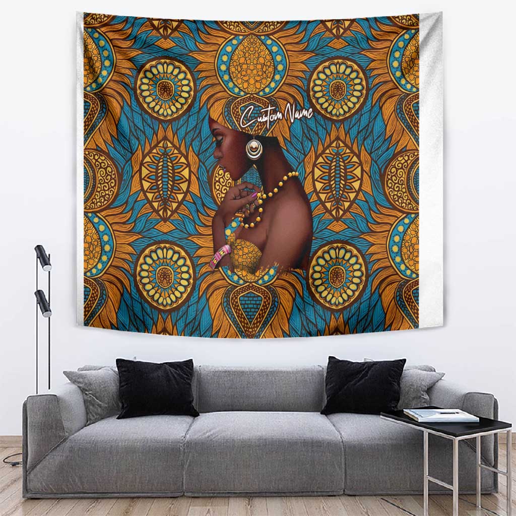 Personalized Black Girl Flora Tapestry African Women DT02