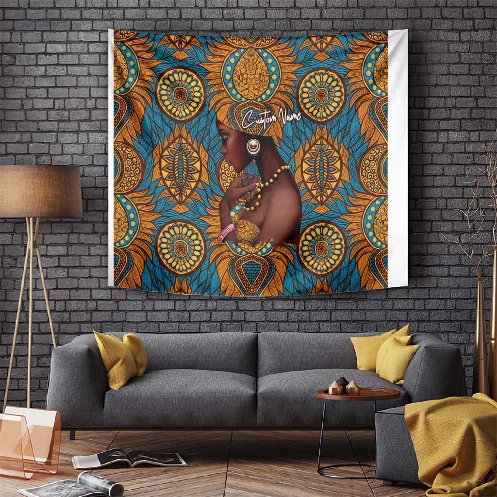 Personalized Black Girl Flora Tapestry African Women DT02