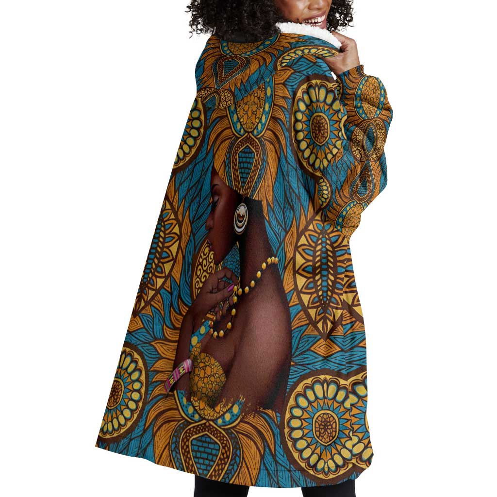 Personalized Black Girl Flora Wearable Blanket Hoodie African Women DT02