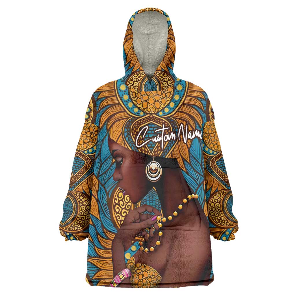 Personalized Black Girl Flora Wearable Blanket Hoodie African Women DT02