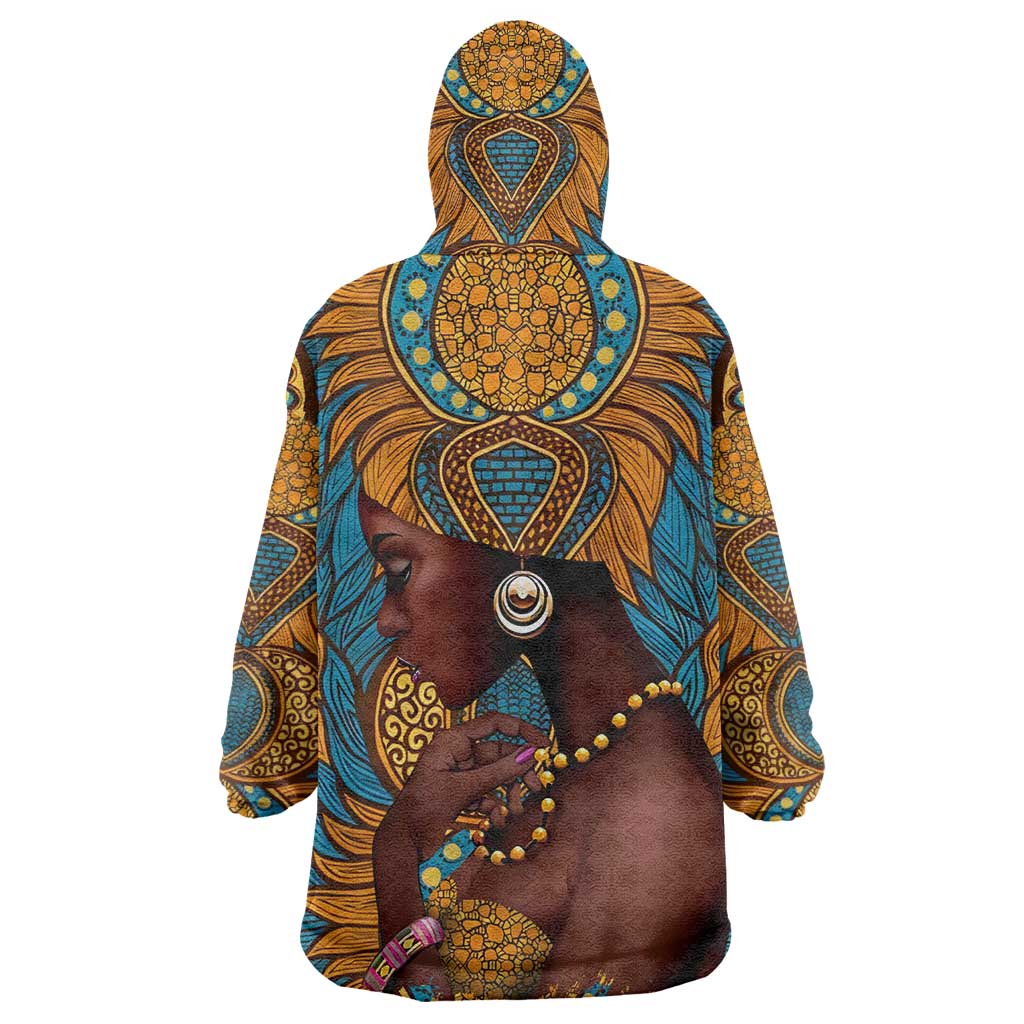 Personalized Black Girl Flora Wearable Blanket Hoodie African Women DT02