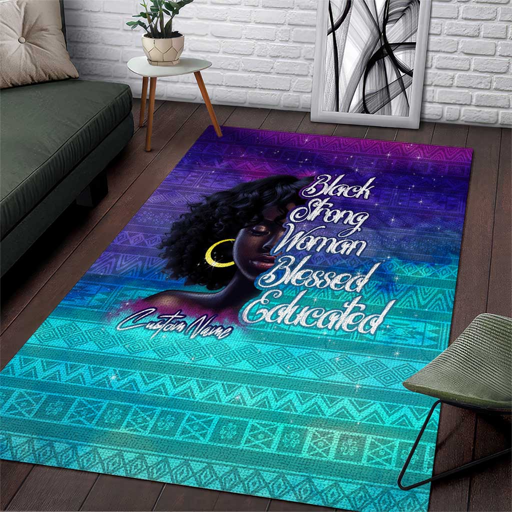 Black Strong Women Blessed Educated Area Rug African Girl DT02