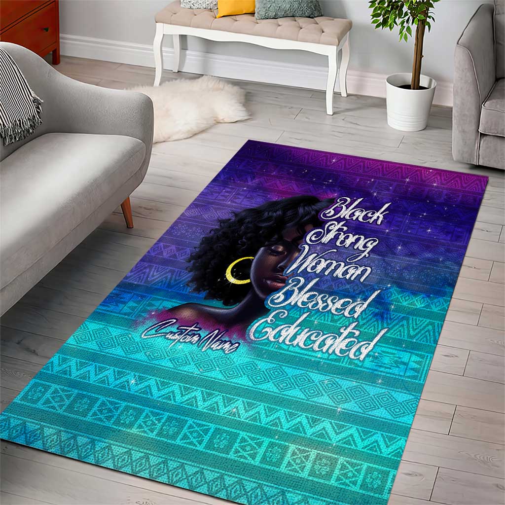 Black Strong Women Blessed Educated Area Rug African Girl DT02