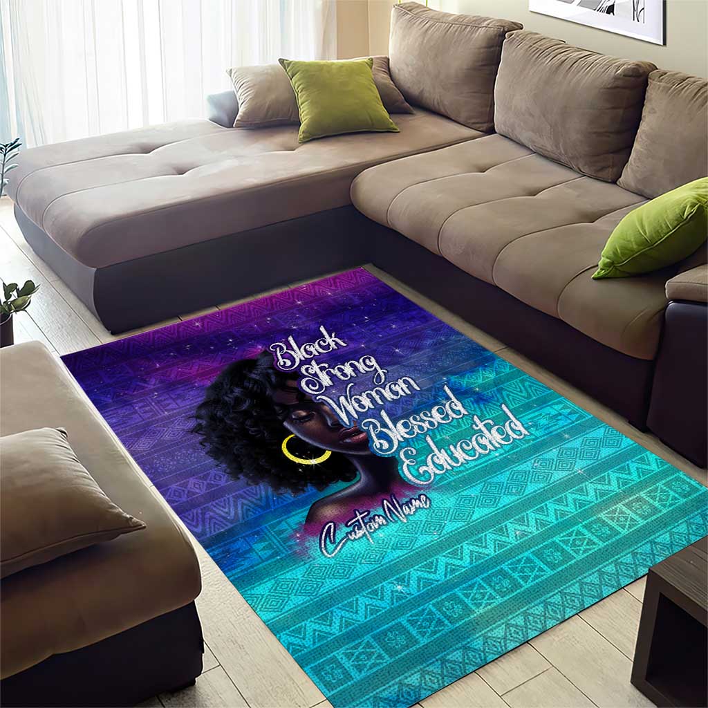 Black Strong Women Blessed Educated Area Rug African Girl DT02