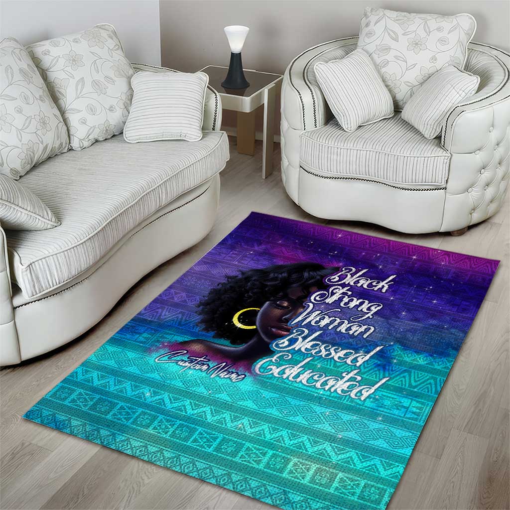Black Strong Women Blessed Educated Area Rug African Girl DT02
