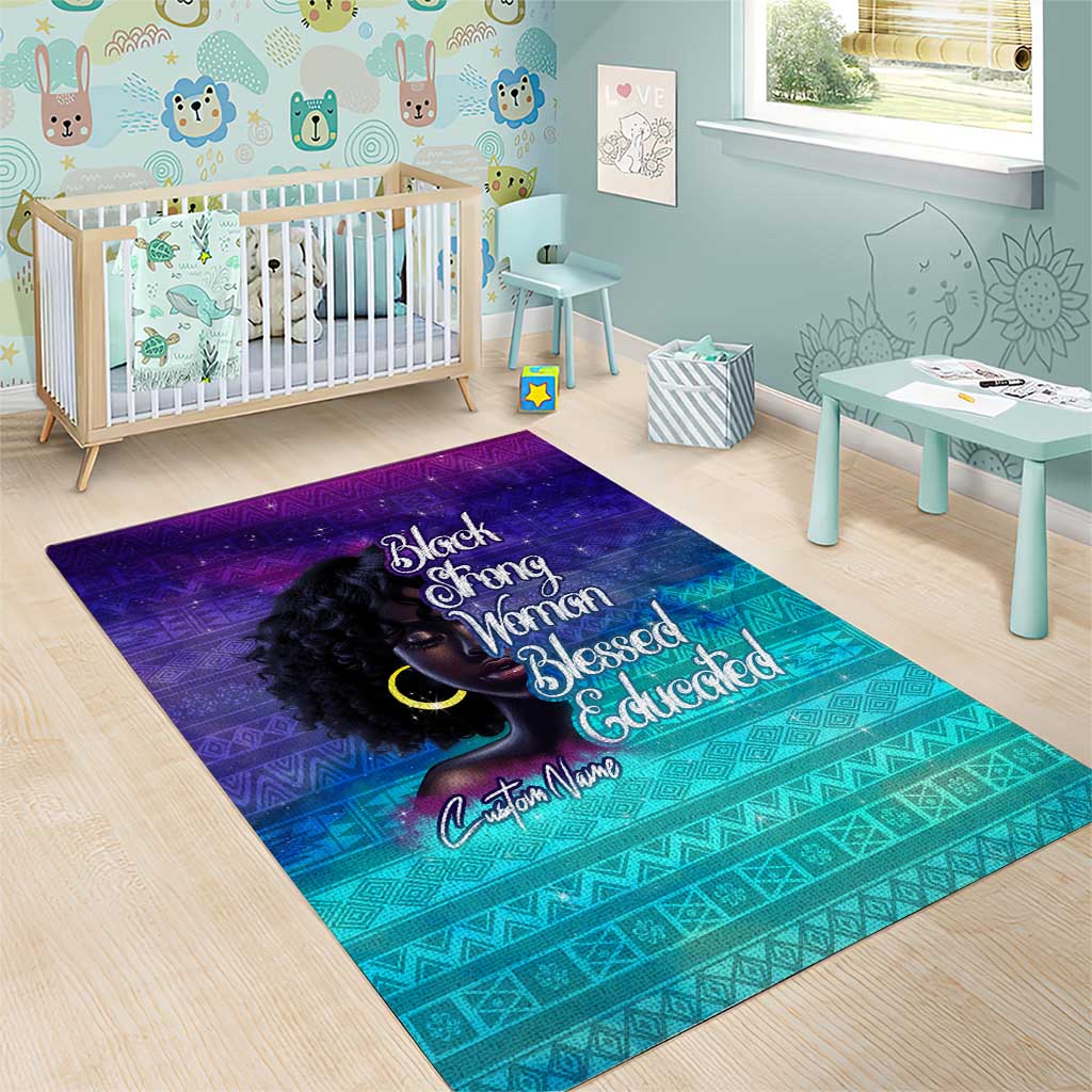 Black Strong Women Blessed Educated Area Rug African Girl DT02