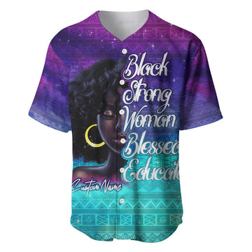 Black Strong Women Blessed Educated Baseball Jersey African Girl DT02