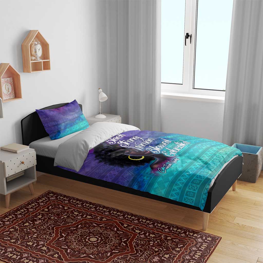 Black Strong Women Blessed Educated Bedding Set African Girl DT02
