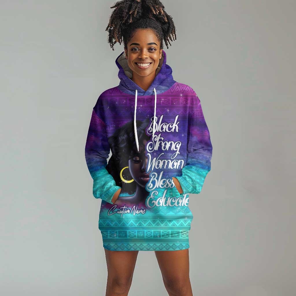 Black Strong Women Blessed Educated Hoodie Dress African Girl DT02