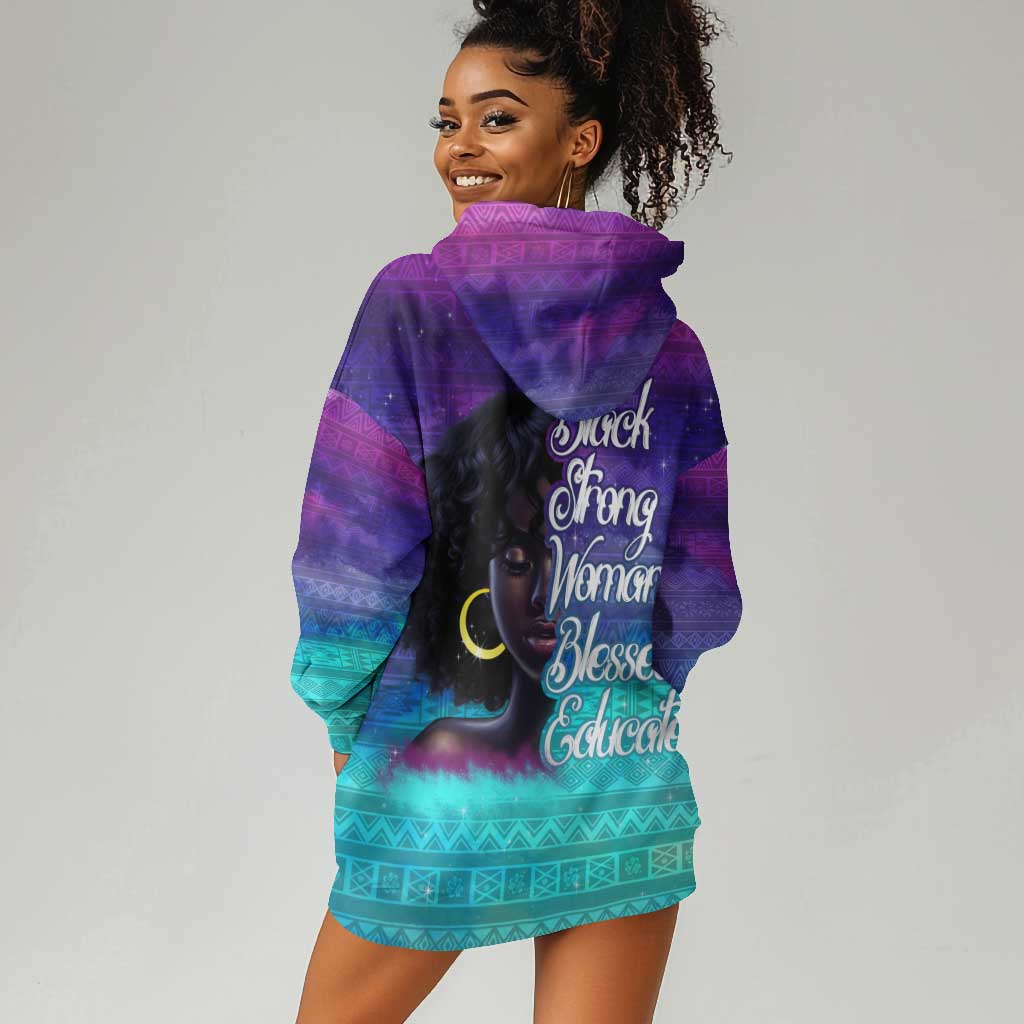 Black Strong Women Blessed Educated Hoodie Dress African Girl DT02