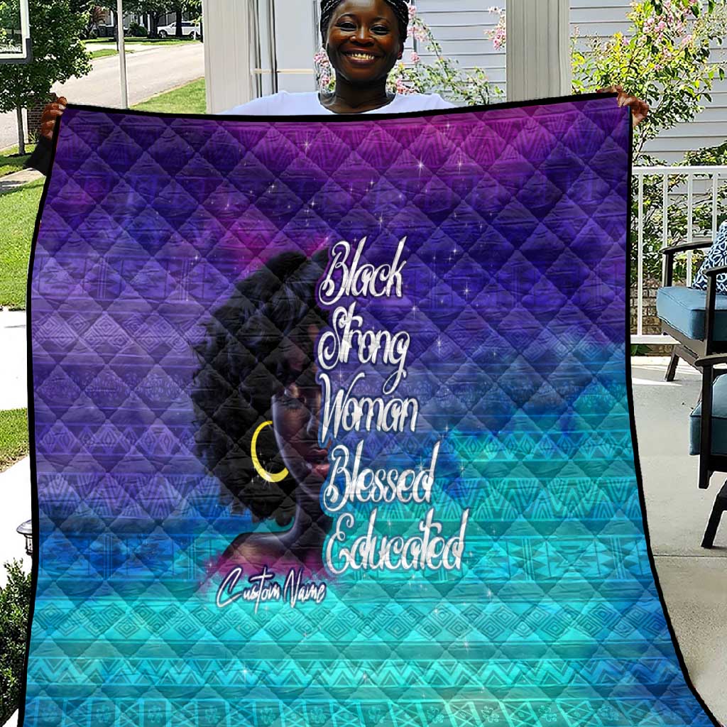 Black Strong Women Blessed Educated Quilt African Girl DT02
