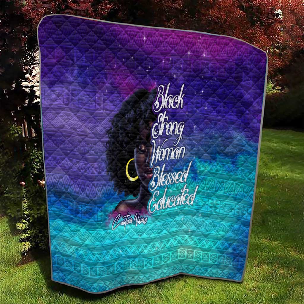 Black Strong Women Blessed Educated Quilt African Girl DT02