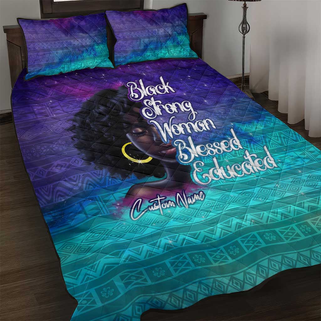 Black Strong Women Blessed Educated Quilt Bed Set African Girl DT02