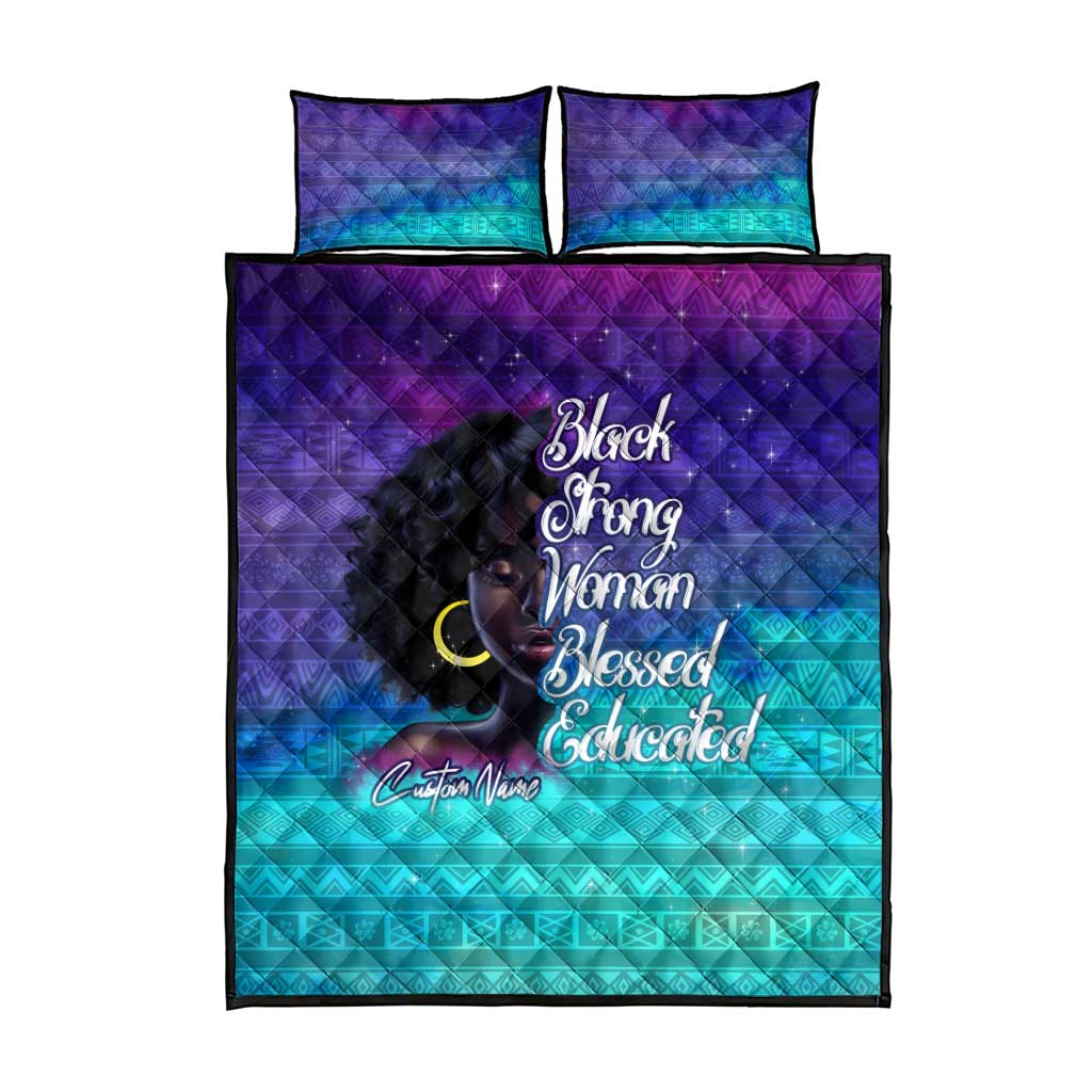 Black Strong Women Blessed Educated Quilt Bed Set African Girl DT02