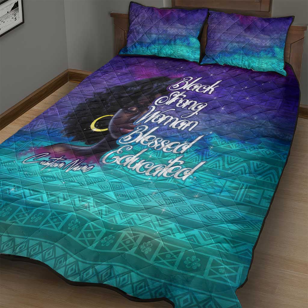 Black Strong Women Blessed Educated Quilt Bed Set African Girl DT02