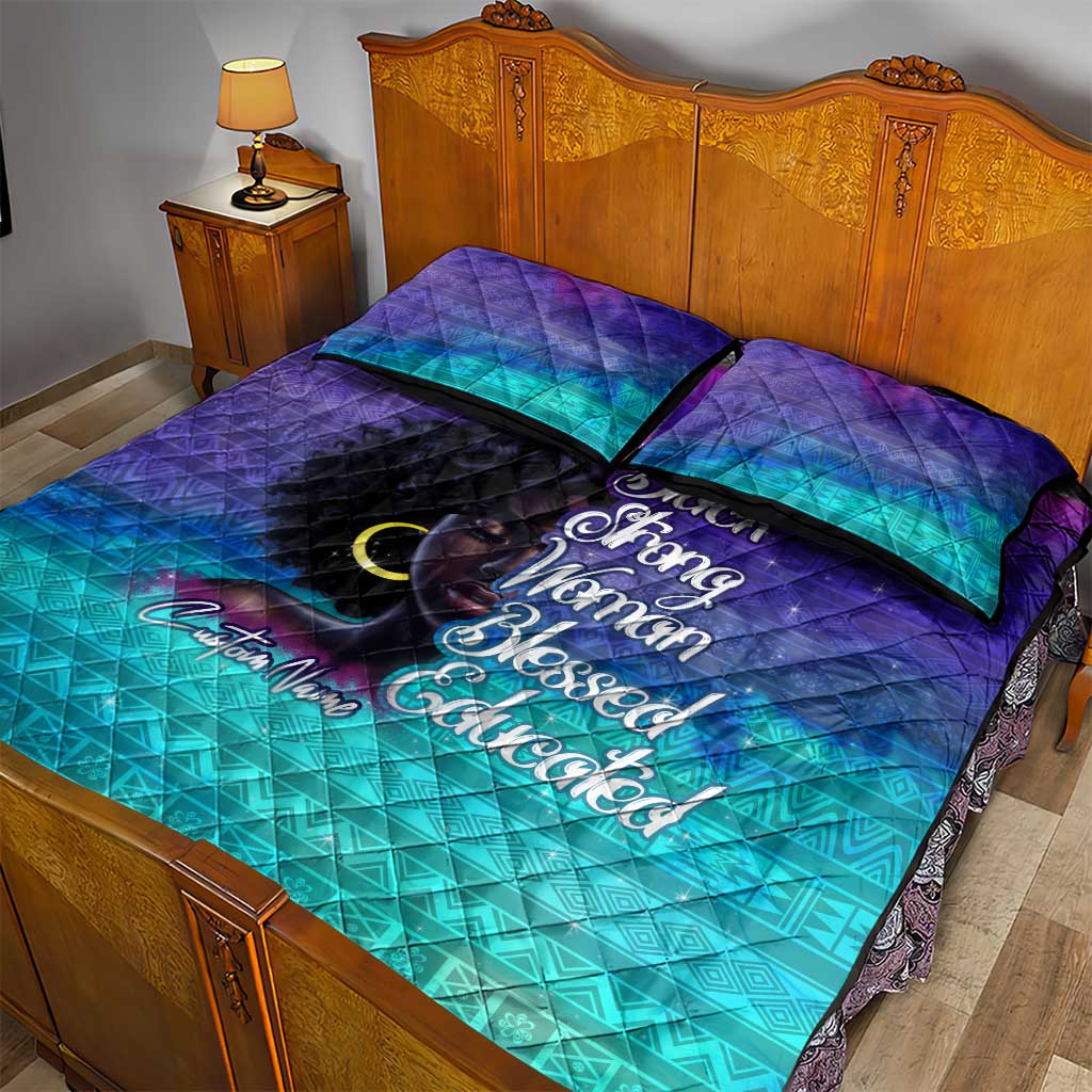 Black Strong Women Blessed Educated Quilt Bed Set African Girl DT02