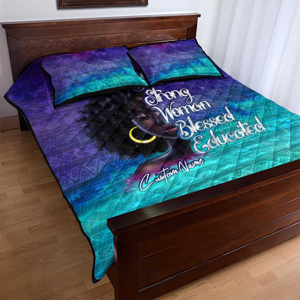 Black Strong Women Blessed Educated Quilt Bed Set African Girl DT02