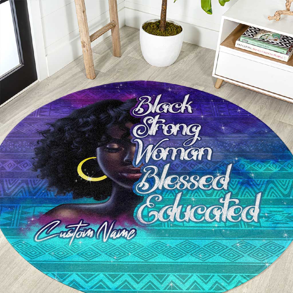 Black Strong Women Blessed Educated Round Carpet African Girl DT02