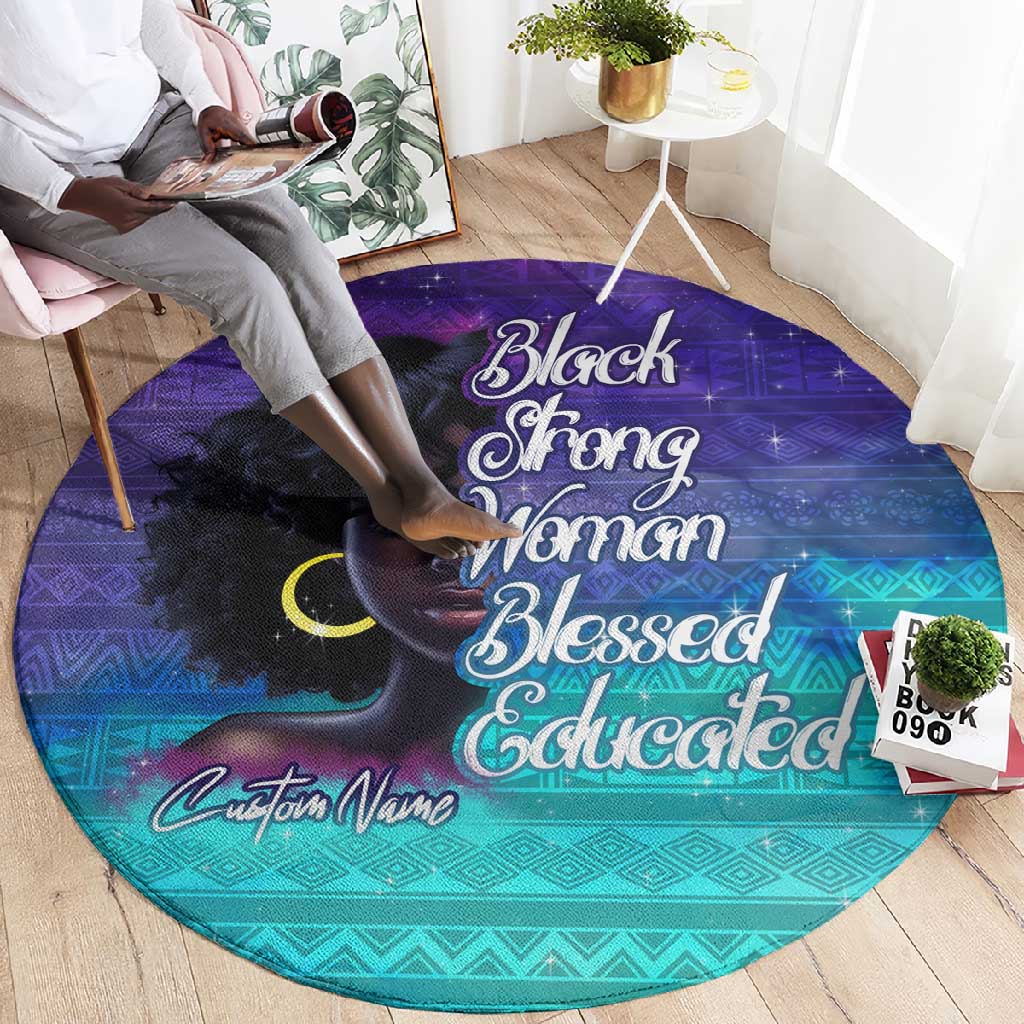 Black Strong Women Blessed Educated Round Carpet African Girl DT02