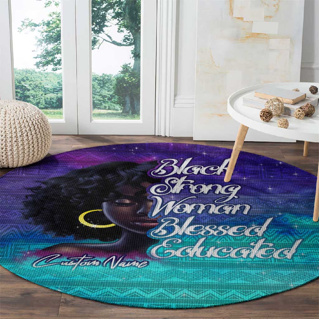 Black Strong Women Blessed Educated Round Carpet African Girl DT02