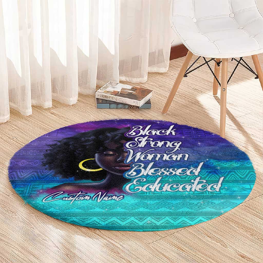 Black Strong Women Blessed Educated Round Carpet African Girl DT02