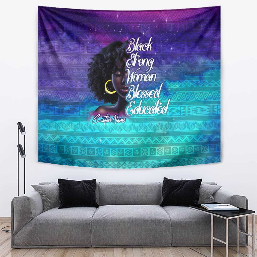 Black Strong Women Blessed Educated Tapestry African Girl DT02