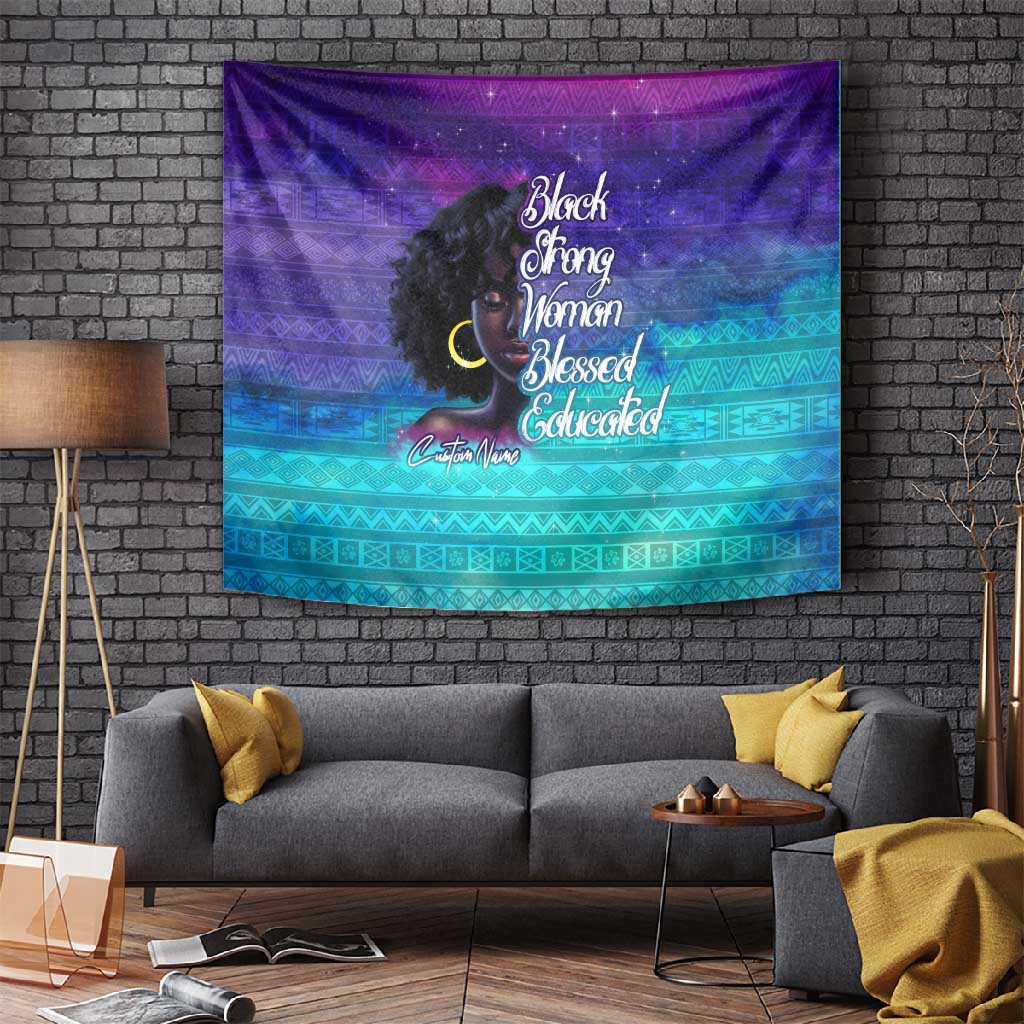 Black Strong Women Blessed Educated Tapestry African Girl DT02