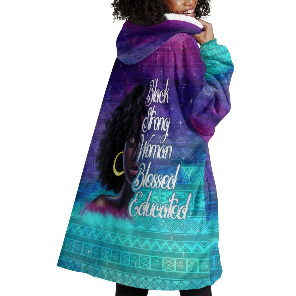 Black Strong Women Blessed Educated Wearable Blanket Hoodie African Girl DT02