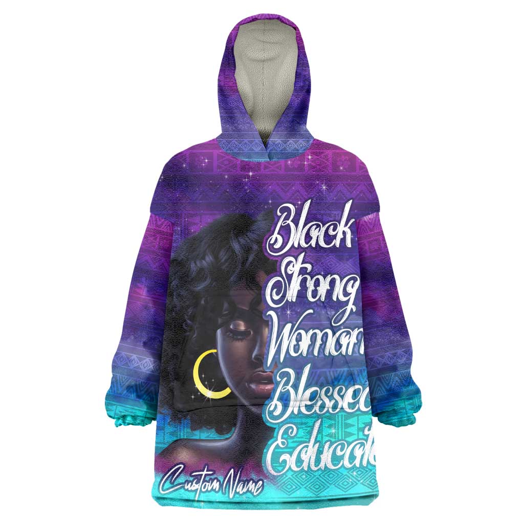 Black Strong Women Blessed Educated Wearable Blanket Hoodie African Girl DT02