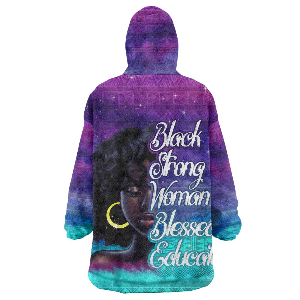 Black Strong Women Blessed Educated Wearable Blanket Hoodie African Girl DT02