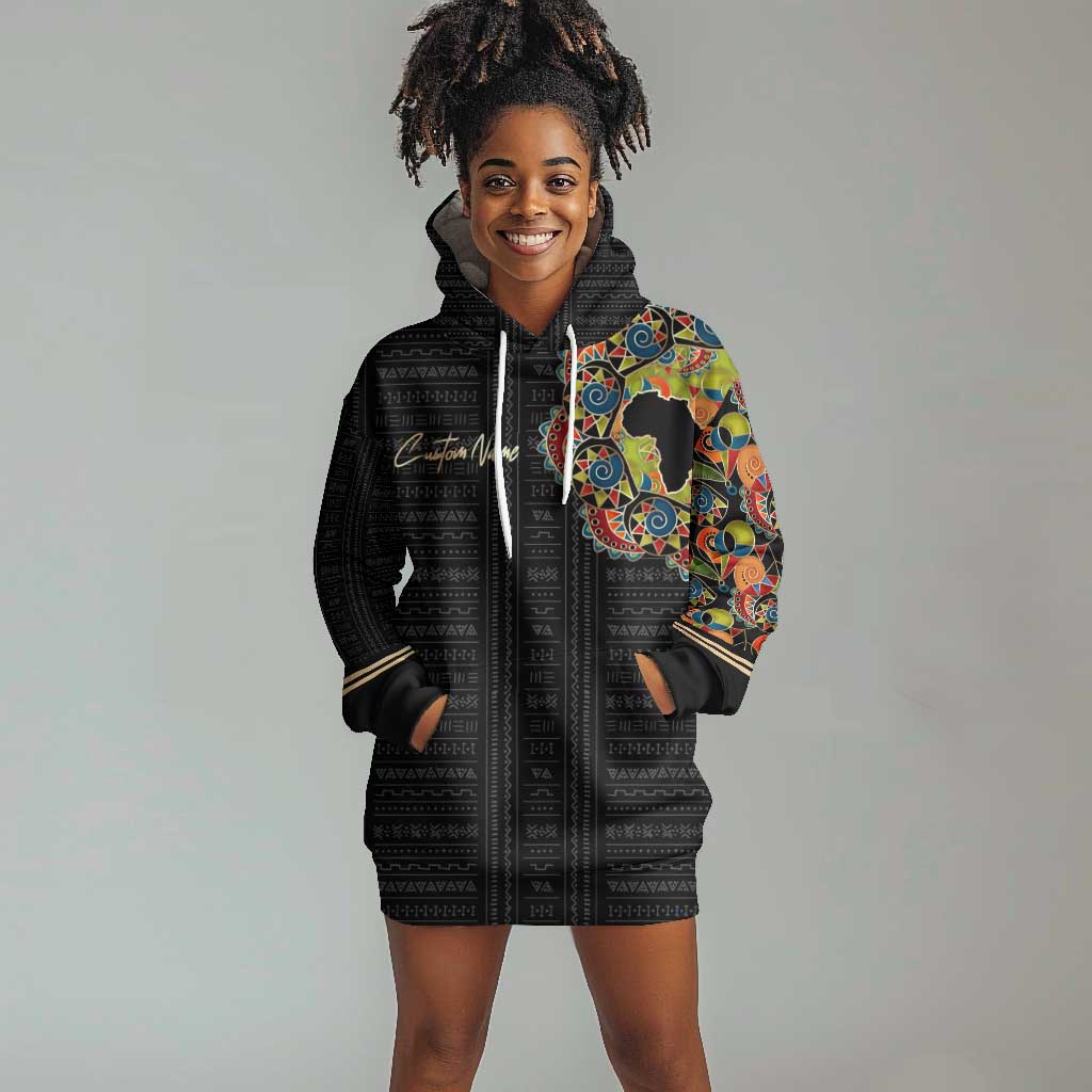 Personalized Sleeve African Pattern Hoodie Dress Multi-Colored DT02