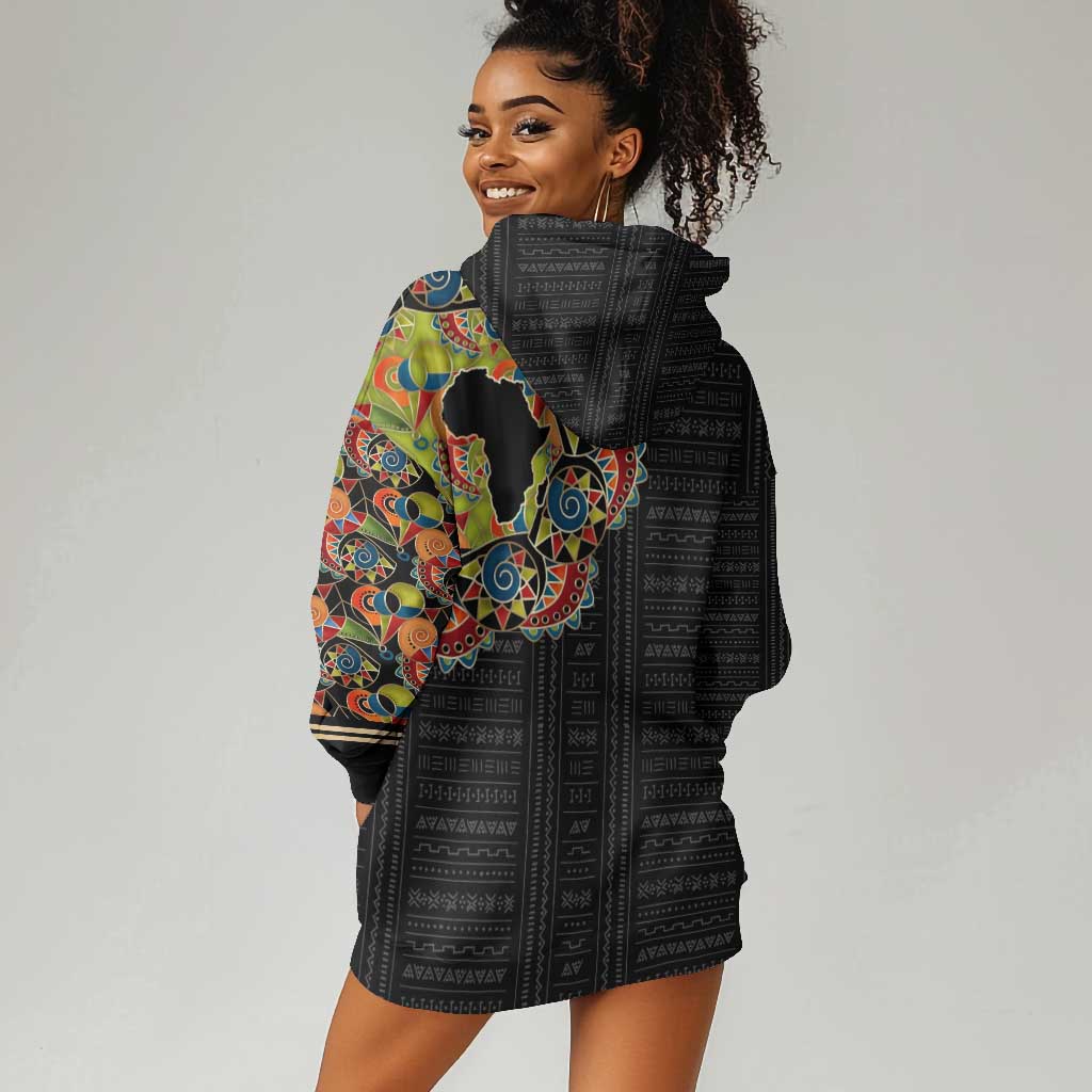 Personalized Sleeve African Pattern Hoodie Dress Multi-Colored DT02