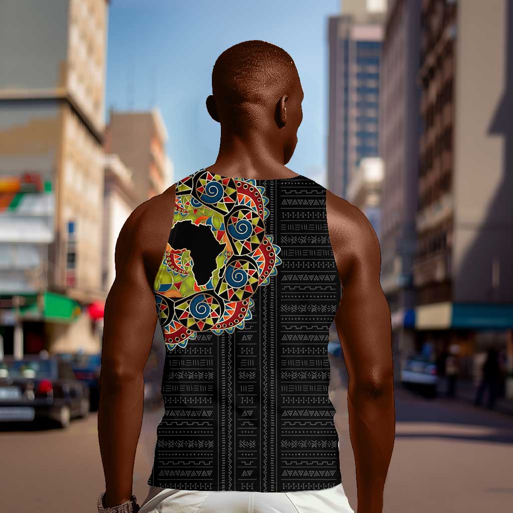 Personalized Sleeve African Pattern Men Tank Top Multi-Colored DT02