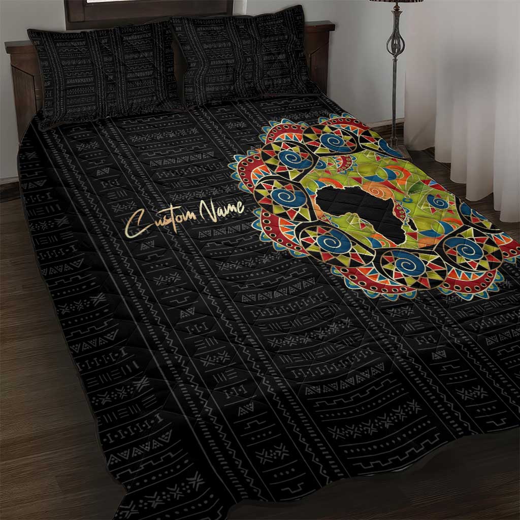 Personalized Sleeve African Pattern Quilt Bed Set Multi-Colored DT02