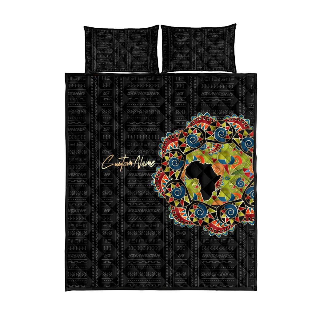 Personalized Sleeve African Pattern Quilt Bed Set Multi-Colored DT02