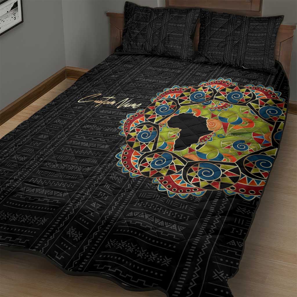 Personalized Sleeve African Pattern Quilt Bed Set Multi-Colored DT02