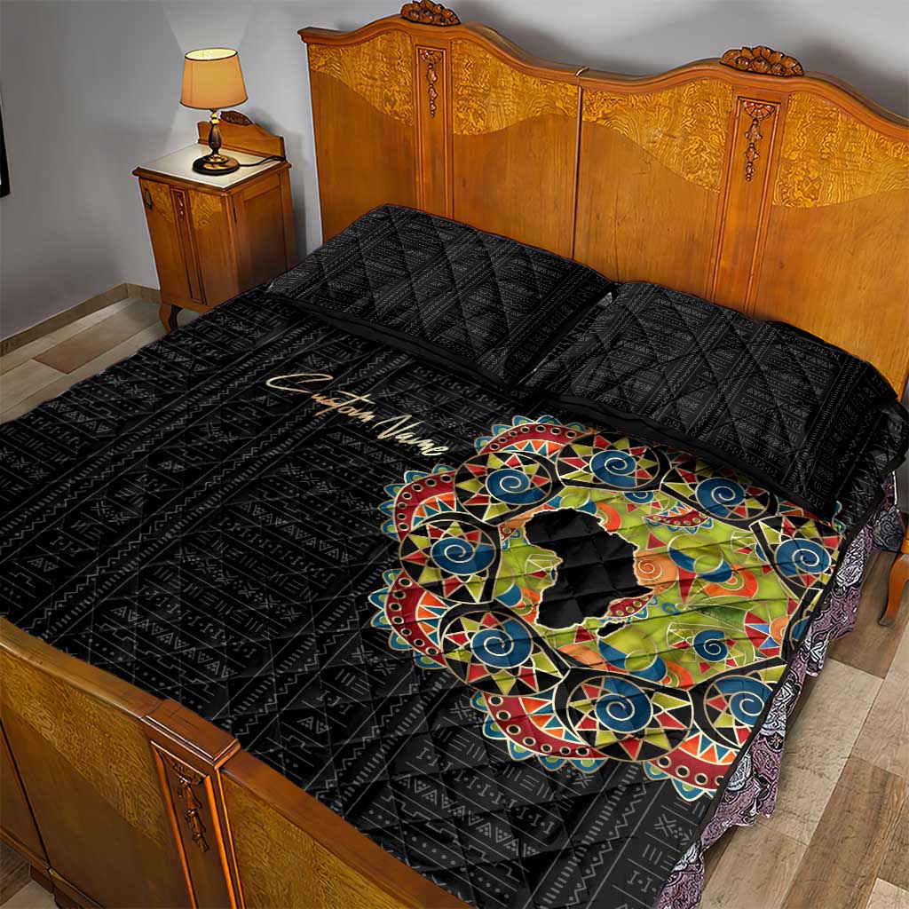 Personalized Sleeve African Pattern Quilt Bed Set Multi-Colored DT02