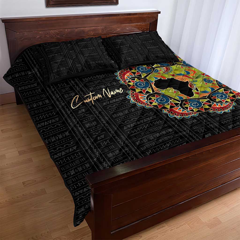 Personalized Sleeve African Pattern Quilt Bed Set Multi-Colored DT02
