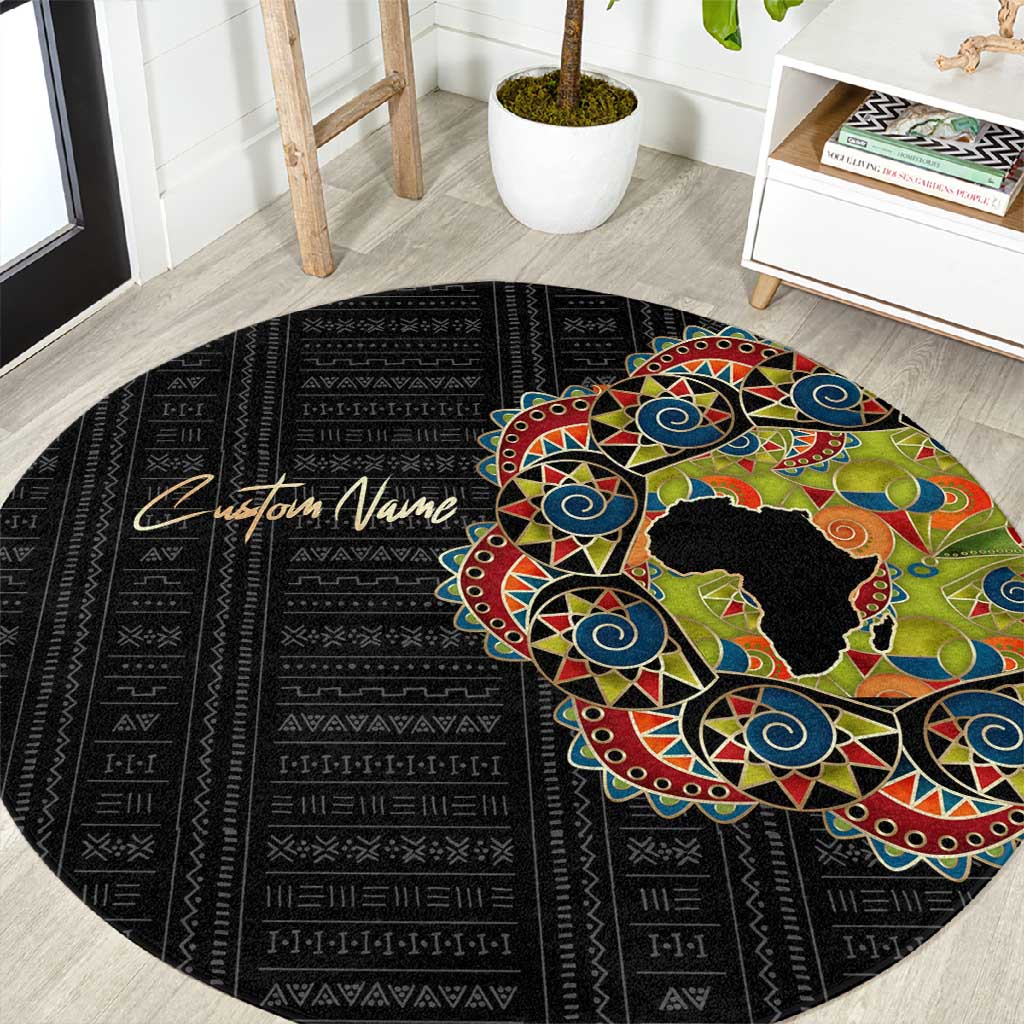 Personalized Sleeve African Pattern Round Carpet Multi-Colored DT02